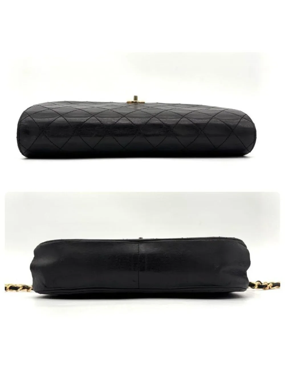 Chanel Quilted Chain Shoulder Bag Black Lambskin